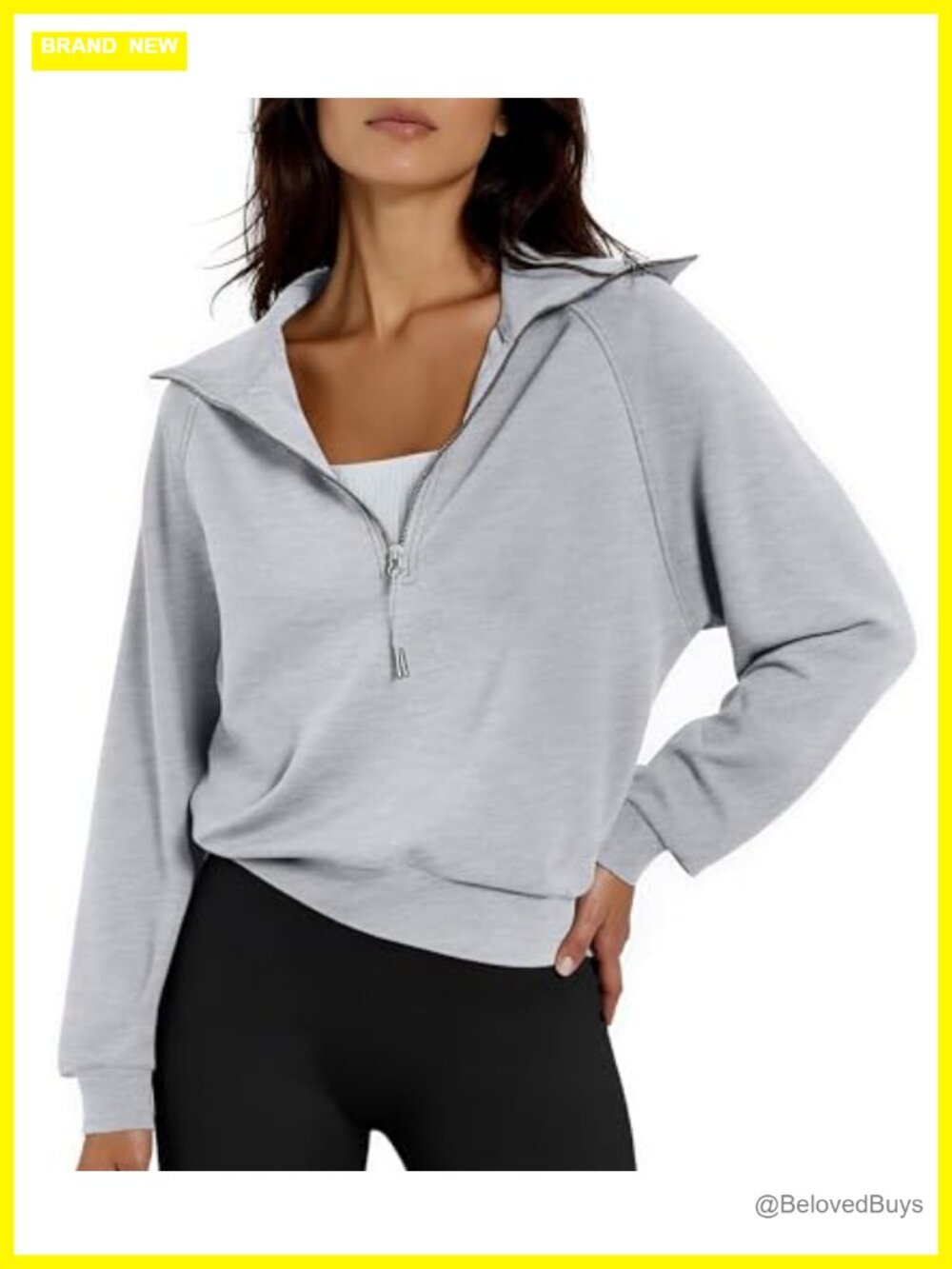 Cropped Half Zip Pullover Long Sleeve Sweatshirt Casual
